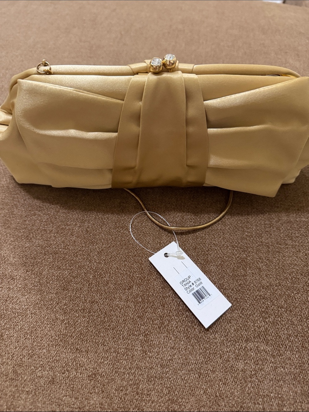 Neiman Marcus by Franchi Gold Satin Bow Clutch Shoulder Bag